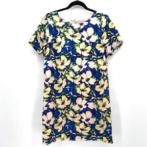 J. Crew floral blue short sleeved shift dress 8